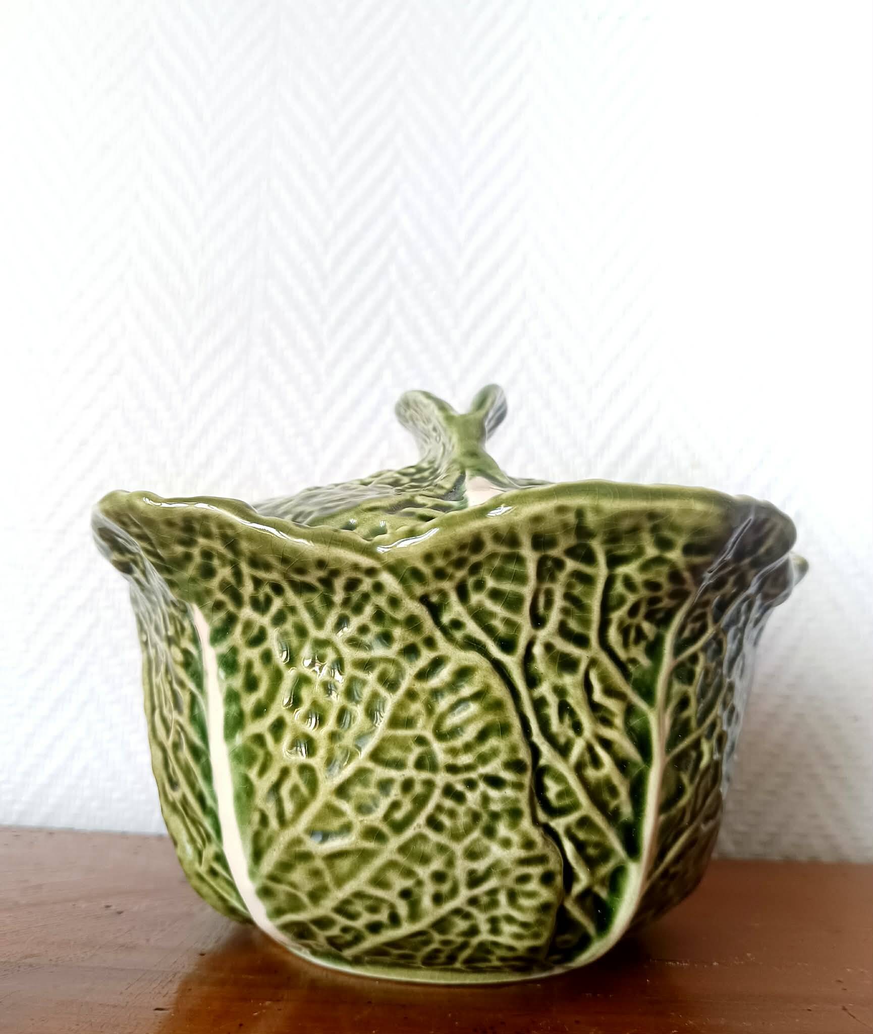 Vintage soup tureen cabbage in faience