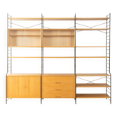 WHB modular wall system, 1960s, ash veneer and black metal, restored
