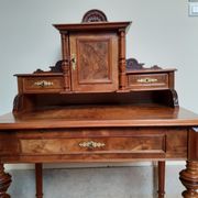 Old-standing desk in solid walnut and walnut veneer, period Alsace