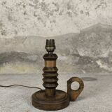 Vintage table lamp in turned wood