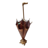 Old copper umbrella holder vintage handle dog head