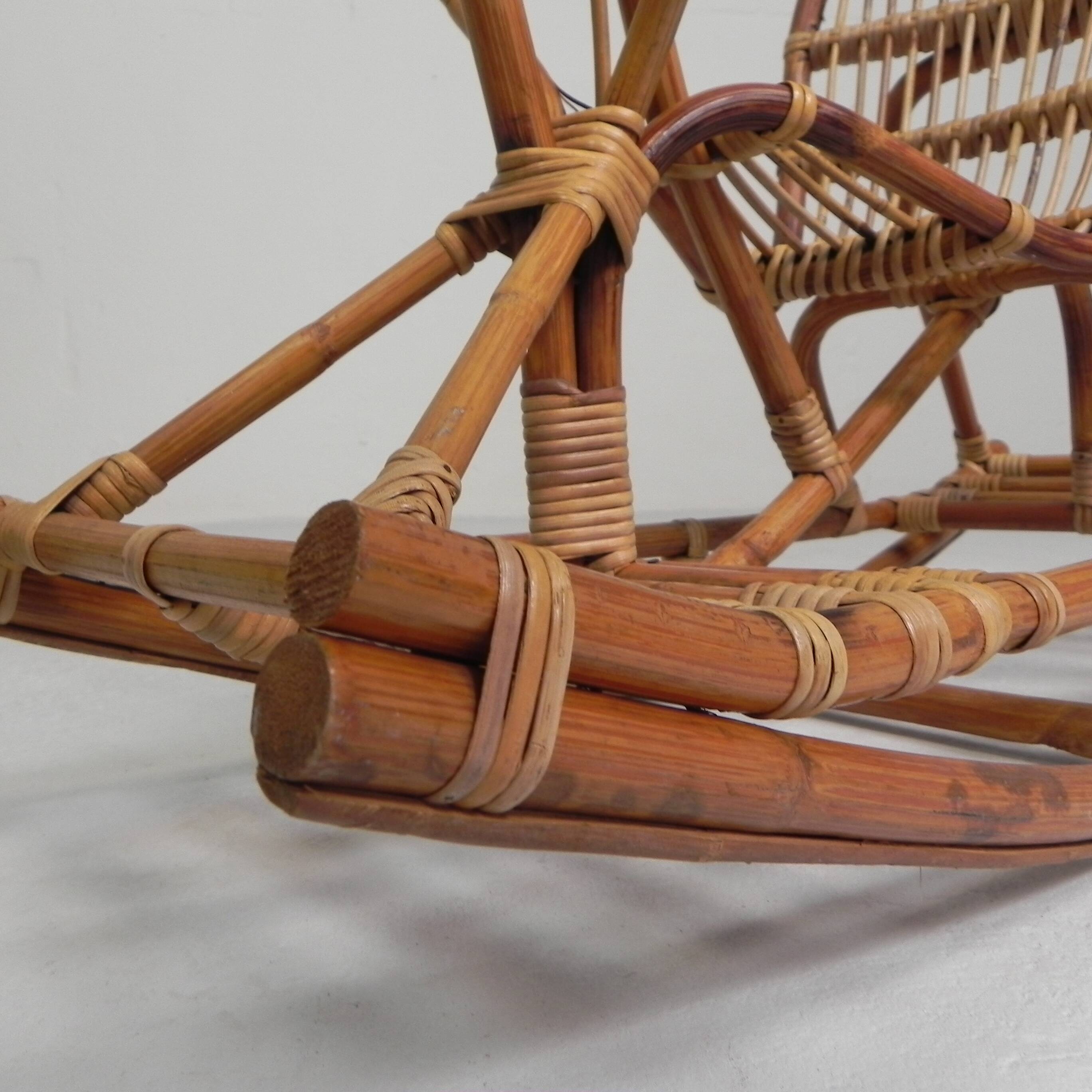 Vintage bamboo rocking horse, 1960s
