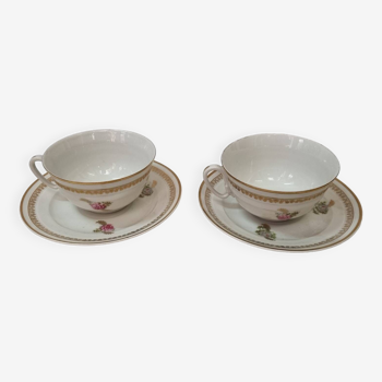 Duo tasses à thé Limoges Chatres s/cher