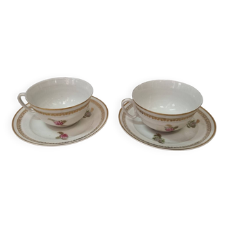 Duo tasses à thé Limoges Chatres s/cher