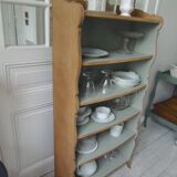 Small vintage bookcase, 5 fixed shelves, interior sublimated in verdigris, waxed finish.