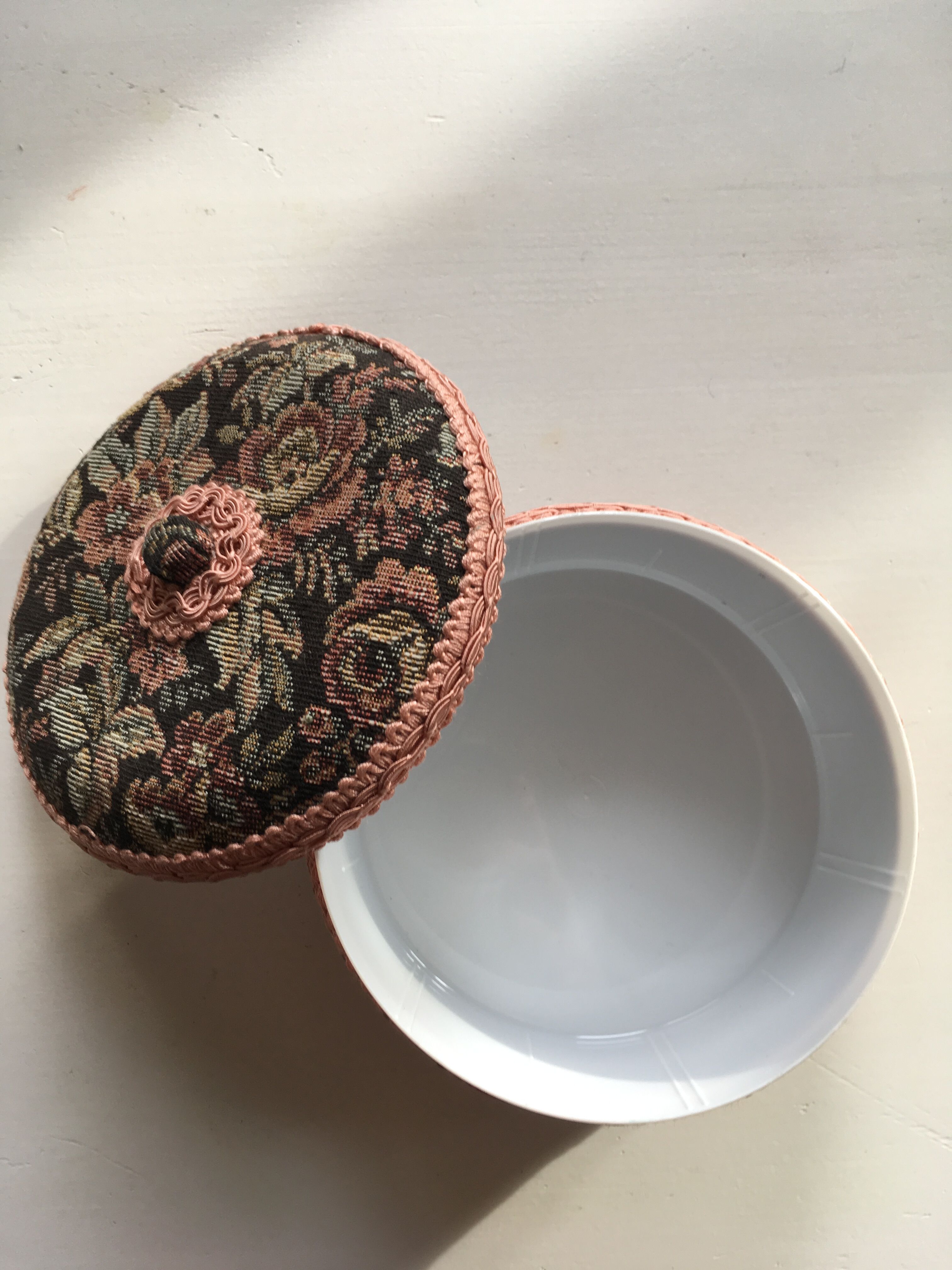 Jewelry box decorated with floral fabric