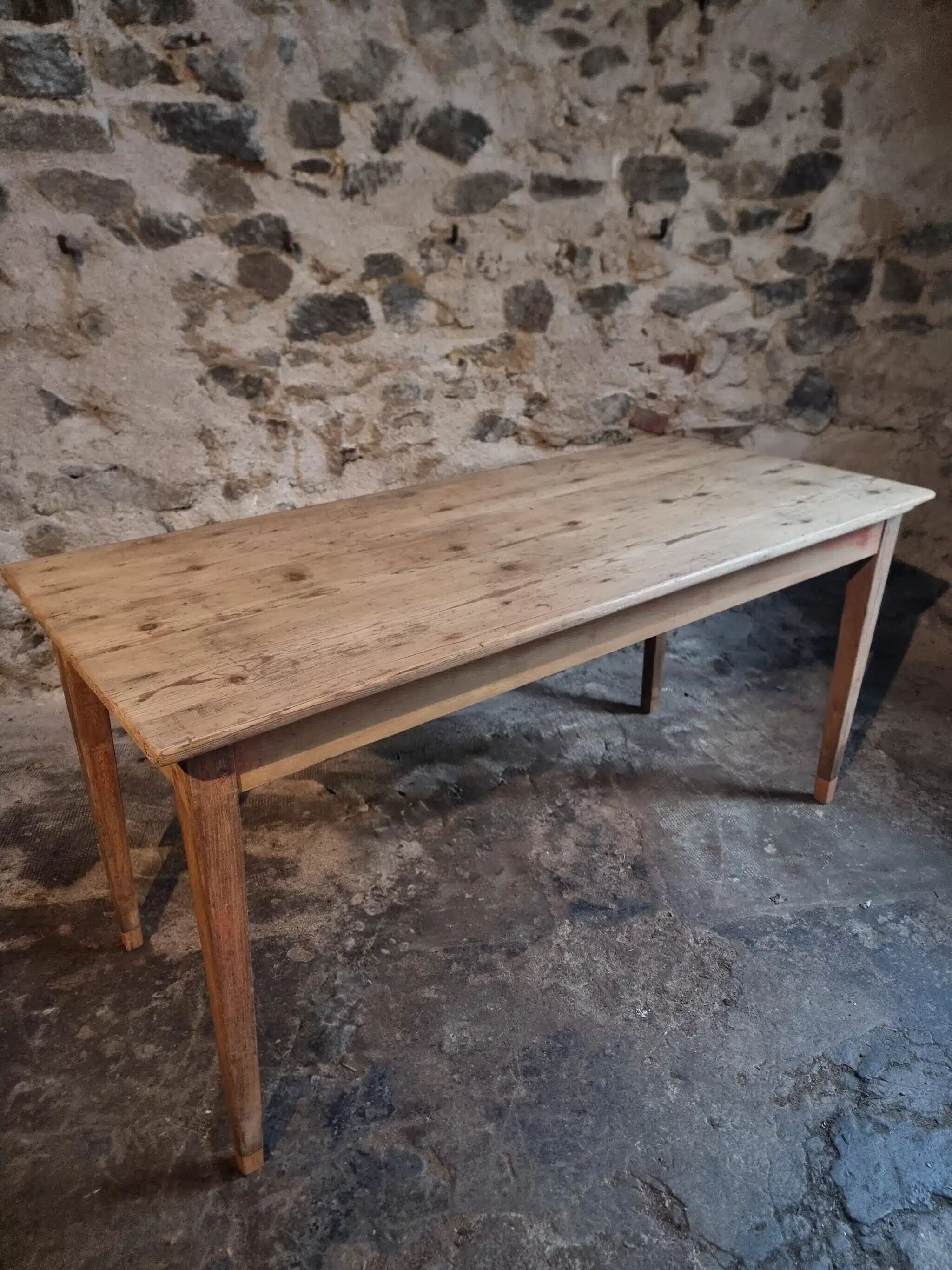 Farm table in solid oak, beech, and pine, early 20th century.