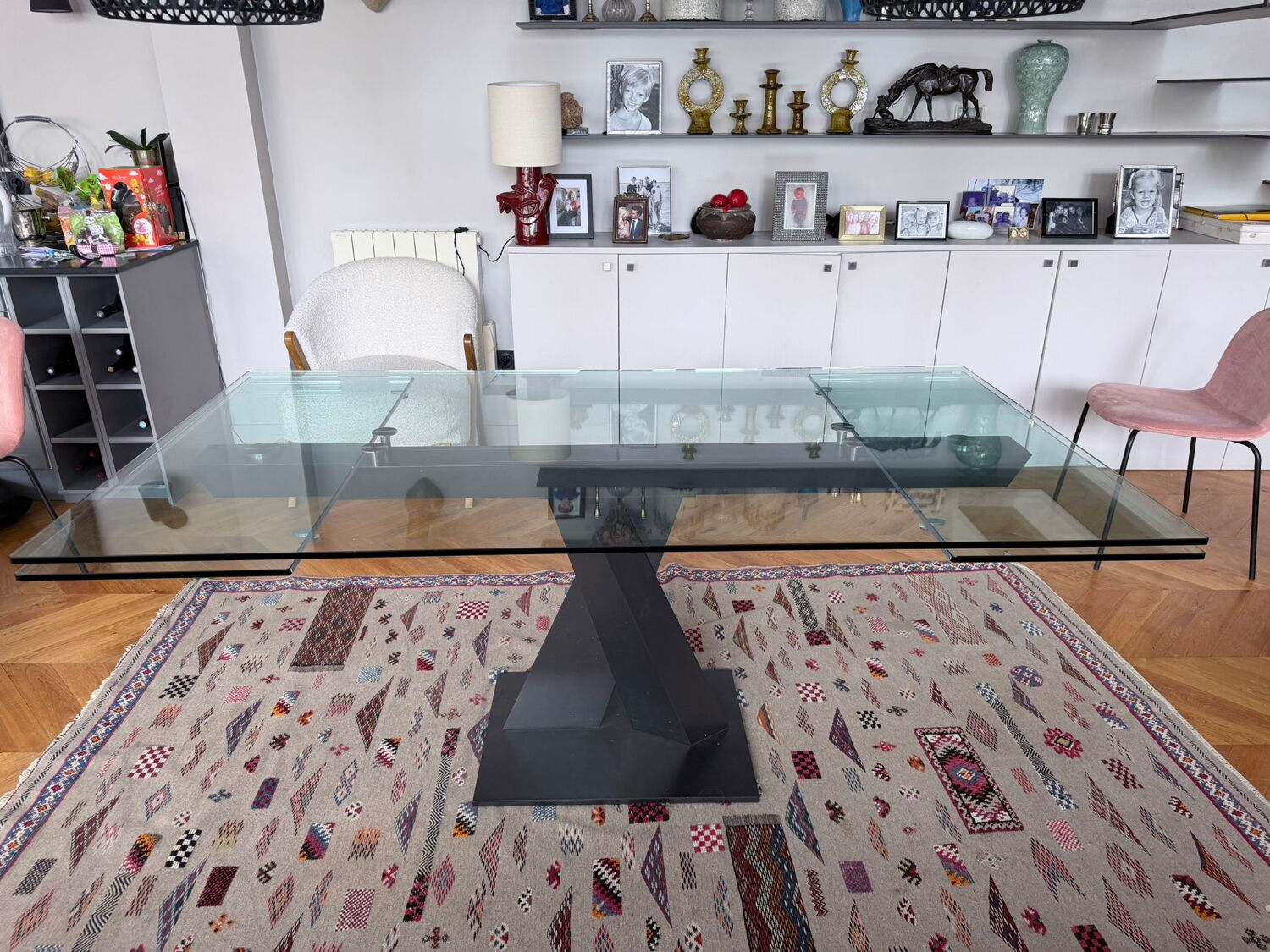 Extensible dining table (180-260) glass Roche Bobois