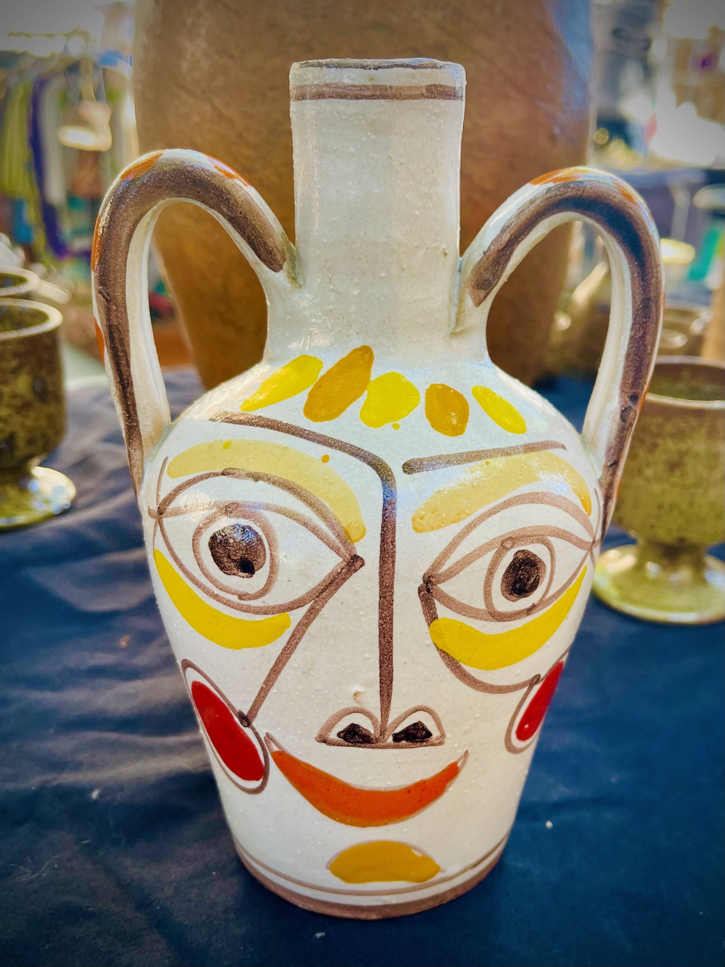 Two-handled earthenware jug by Giovanni DeSimone, 1960s