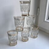 Set of 6 engraved cups and golden spirals 50-60s