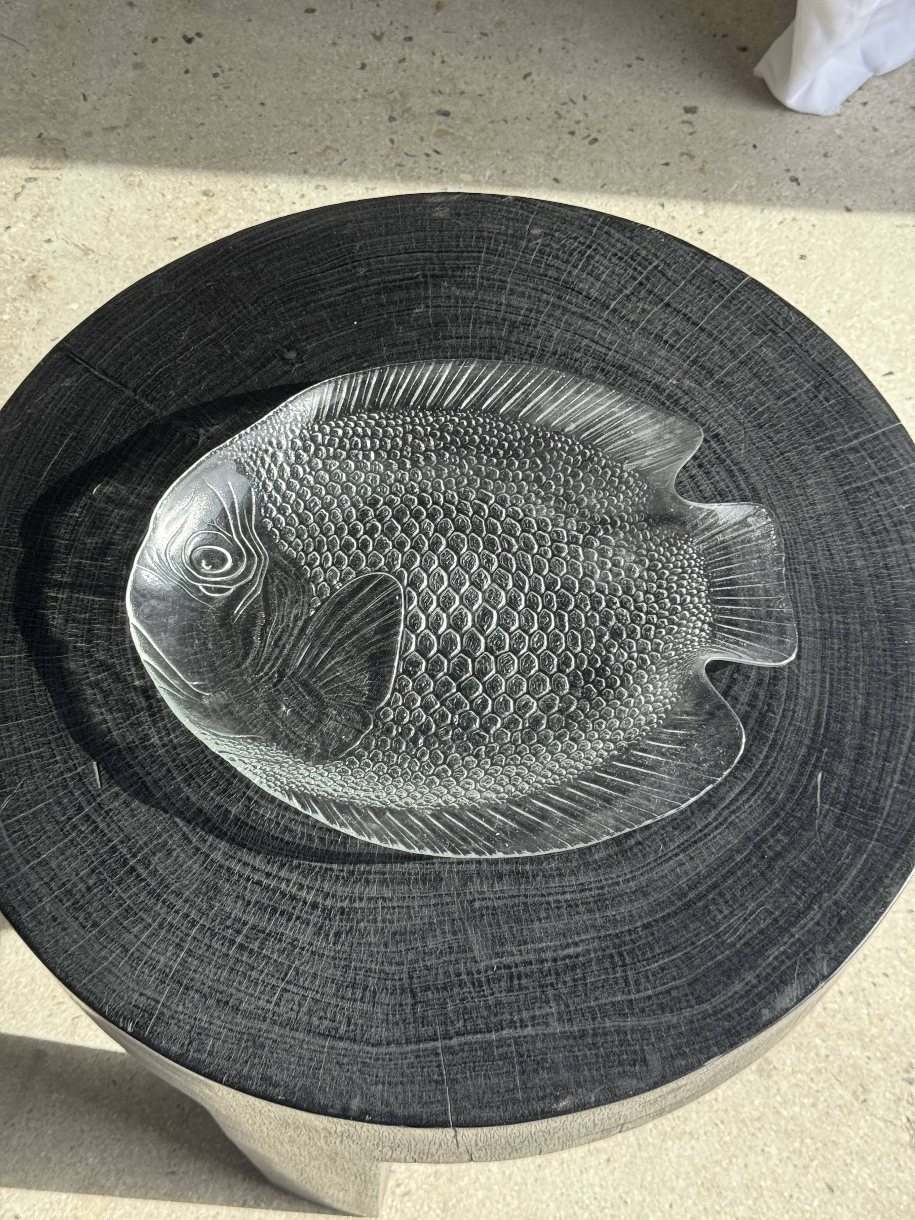 Large fish plate transparent glass Arcoroc vintage L38.5