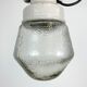 Suspension industrielle en porcelaine blanche avec verre clair dépoli, années 1970