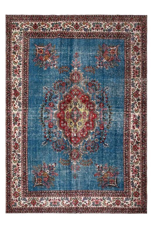 Blue Handmade Persian Vintage Rug 274x370 cm