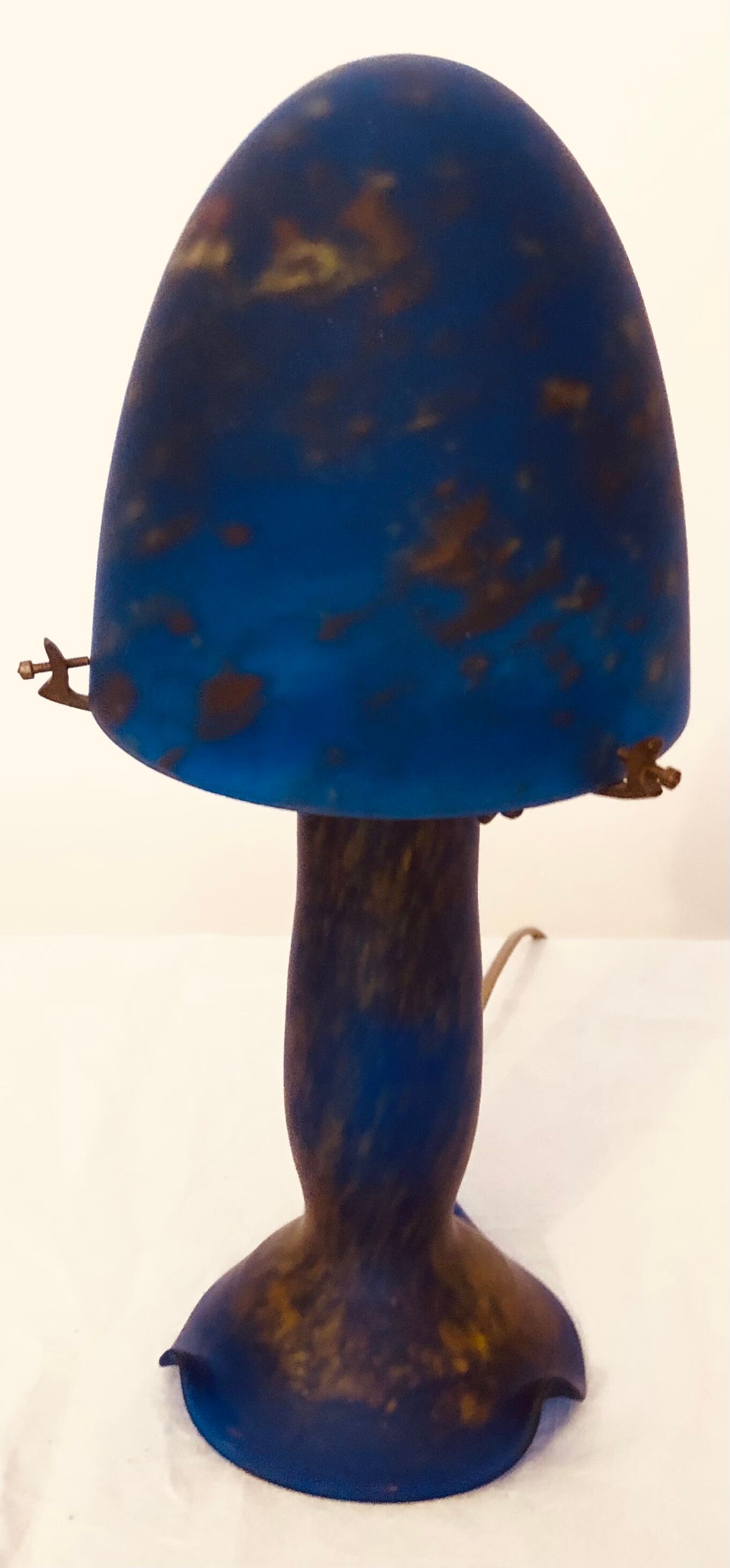 Vintage mushroom lamp in Klein blue marmorean glass paste