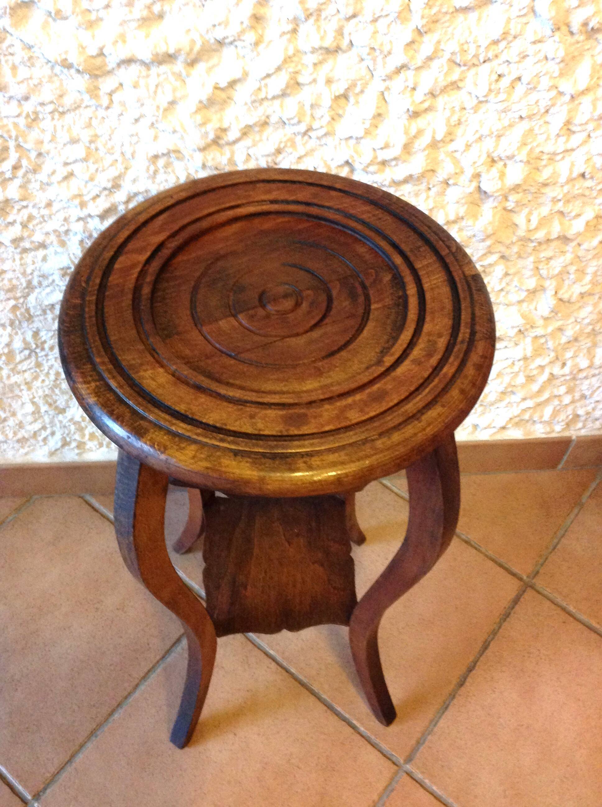 Round wooden plant holder / 40s-50s