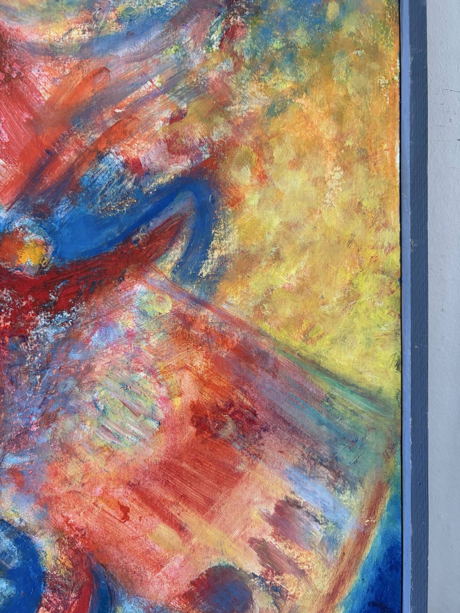 Abstrait - Le Samouraï, huile sur panneau de bois signé 1989