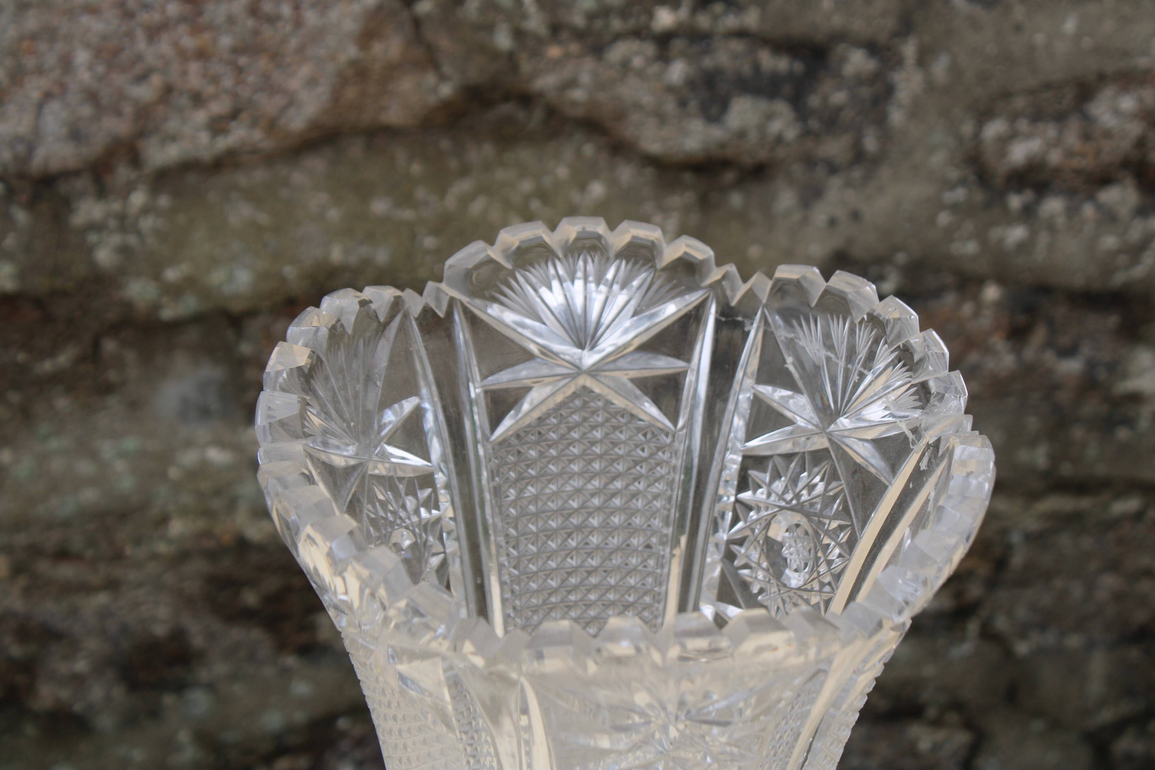 Chiseled crystal vase