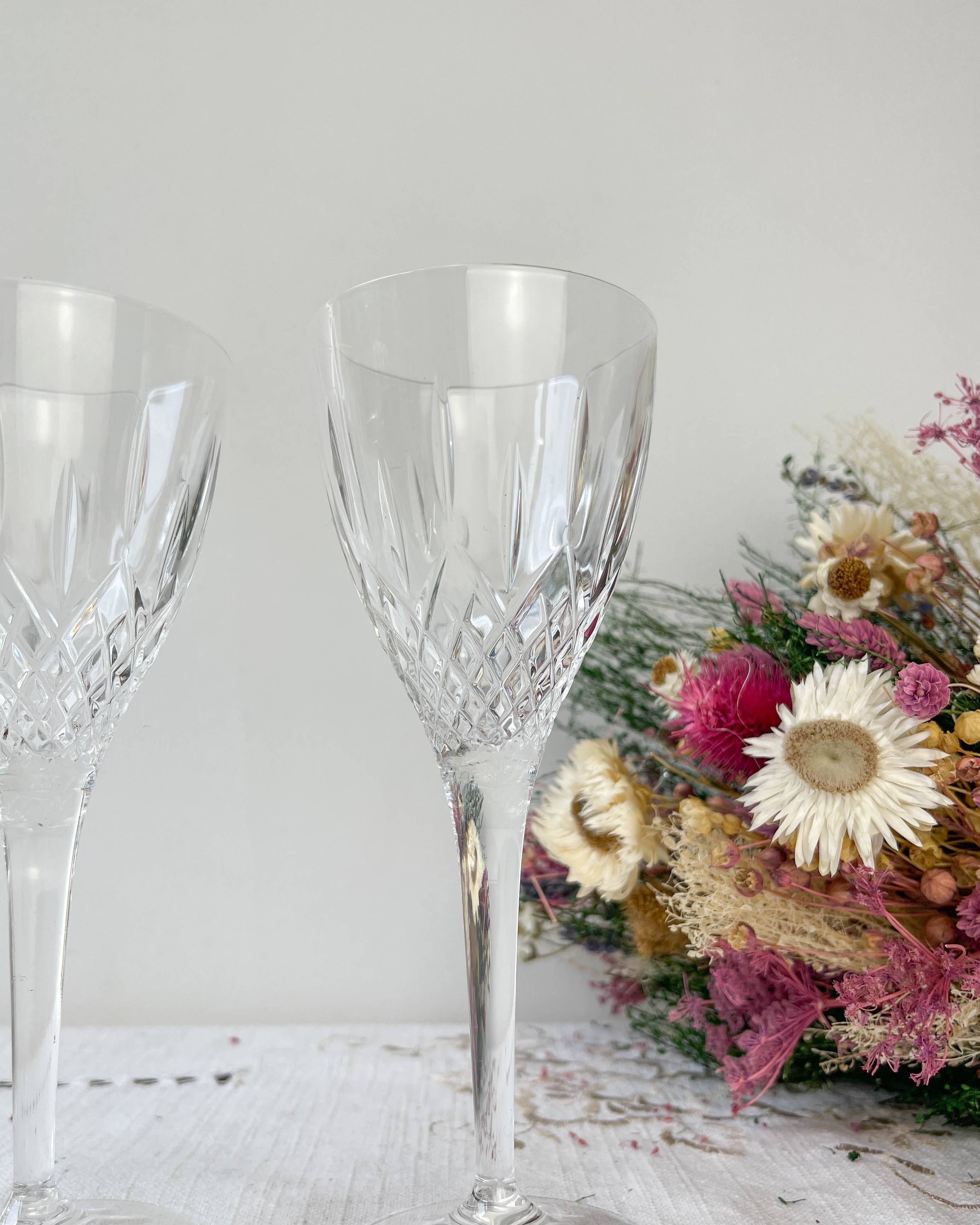 3 vintage chiseled crystal glasses