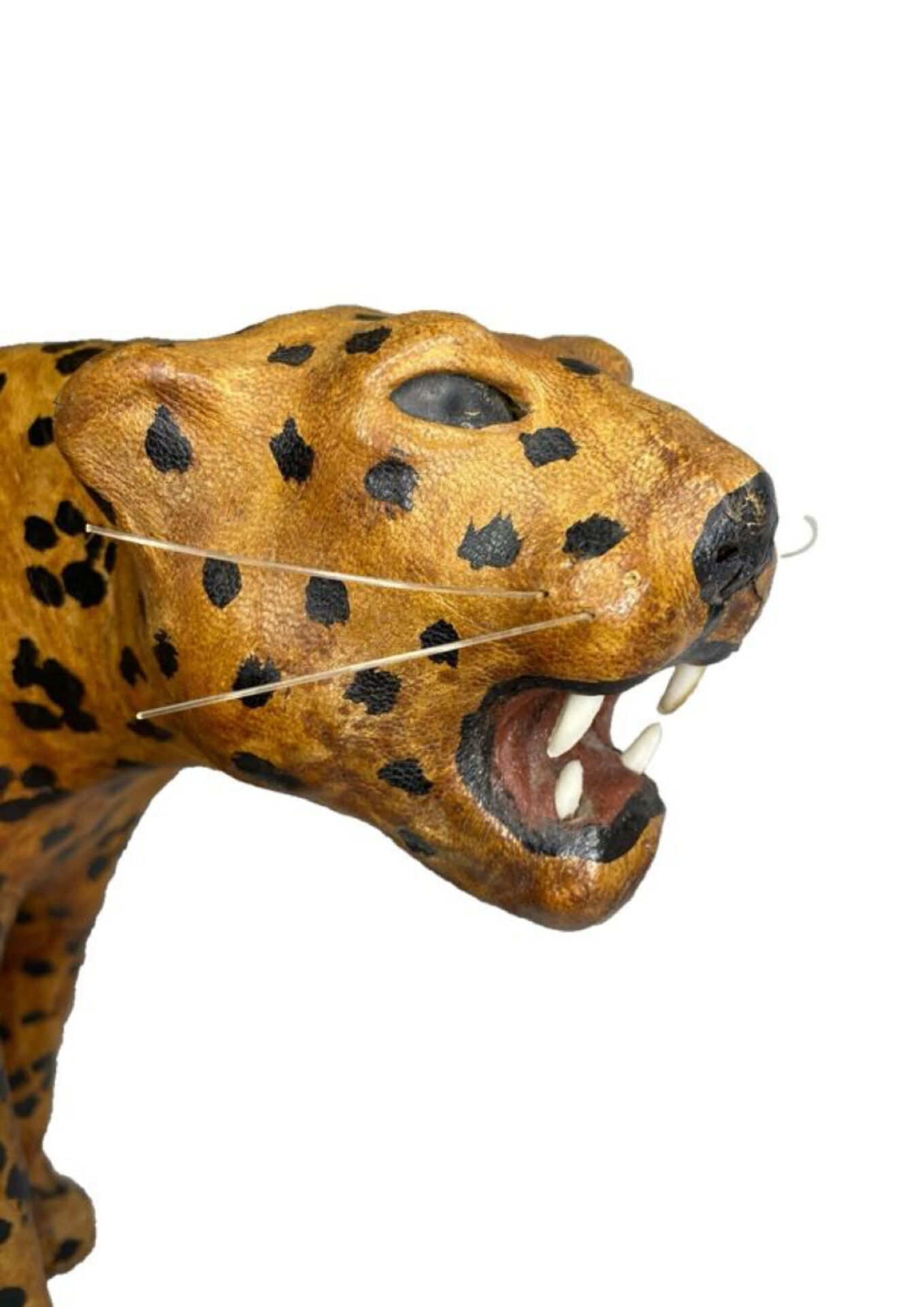 Vintage 60s/70s Leopard Sculpture in Genuine Leather Retro Piece