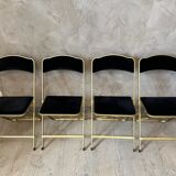 4 velvet and brass chairs