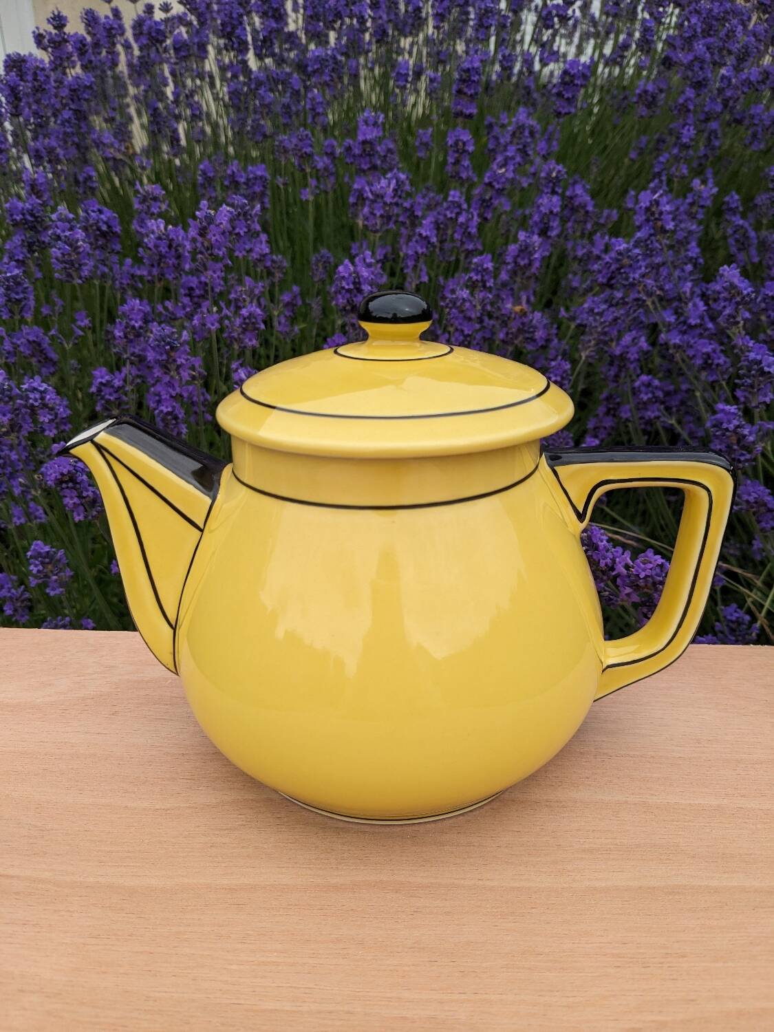 Yellow and black Art Deco style teapot / coffee maker