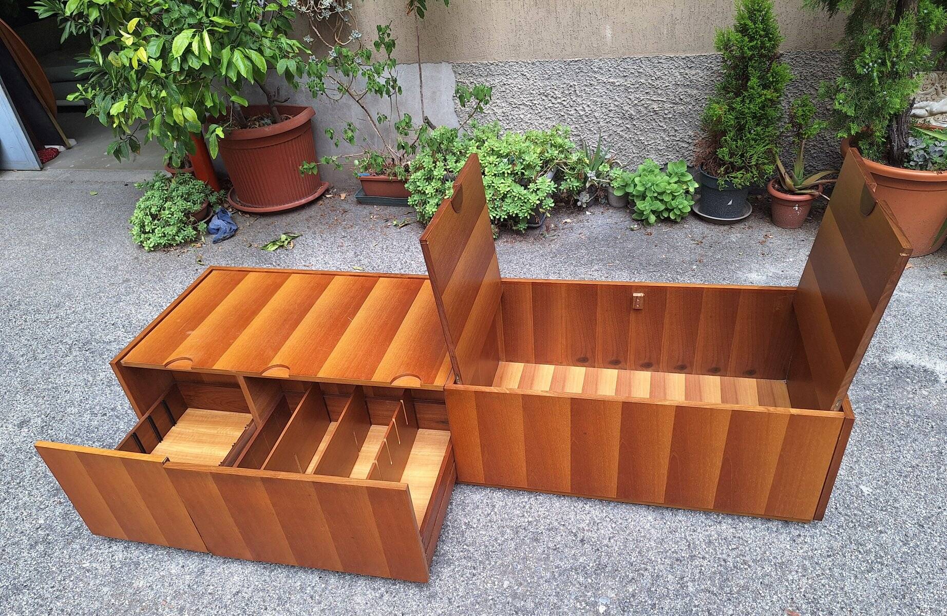 Coffre en noyer ombragé, années 1980