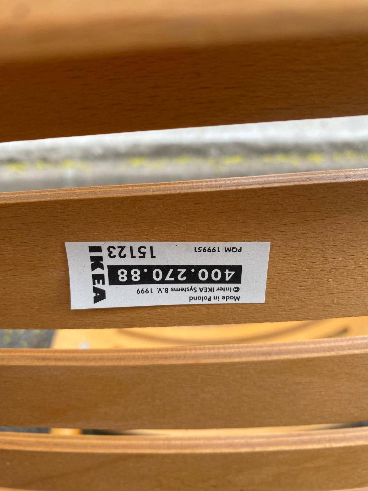 2 Scandinavian bistro chairs from Ikea, Balser, made of curved solid wood, 1999.