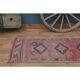 1970s Vintage Turkish Handmade Wool & Cotton Pink Runner Rug 75x318