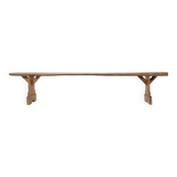 French Antique primitive wooden bench with nice patina