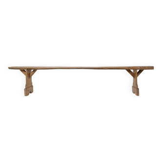 Banc primitif ancien en bois, France fin XIXème
