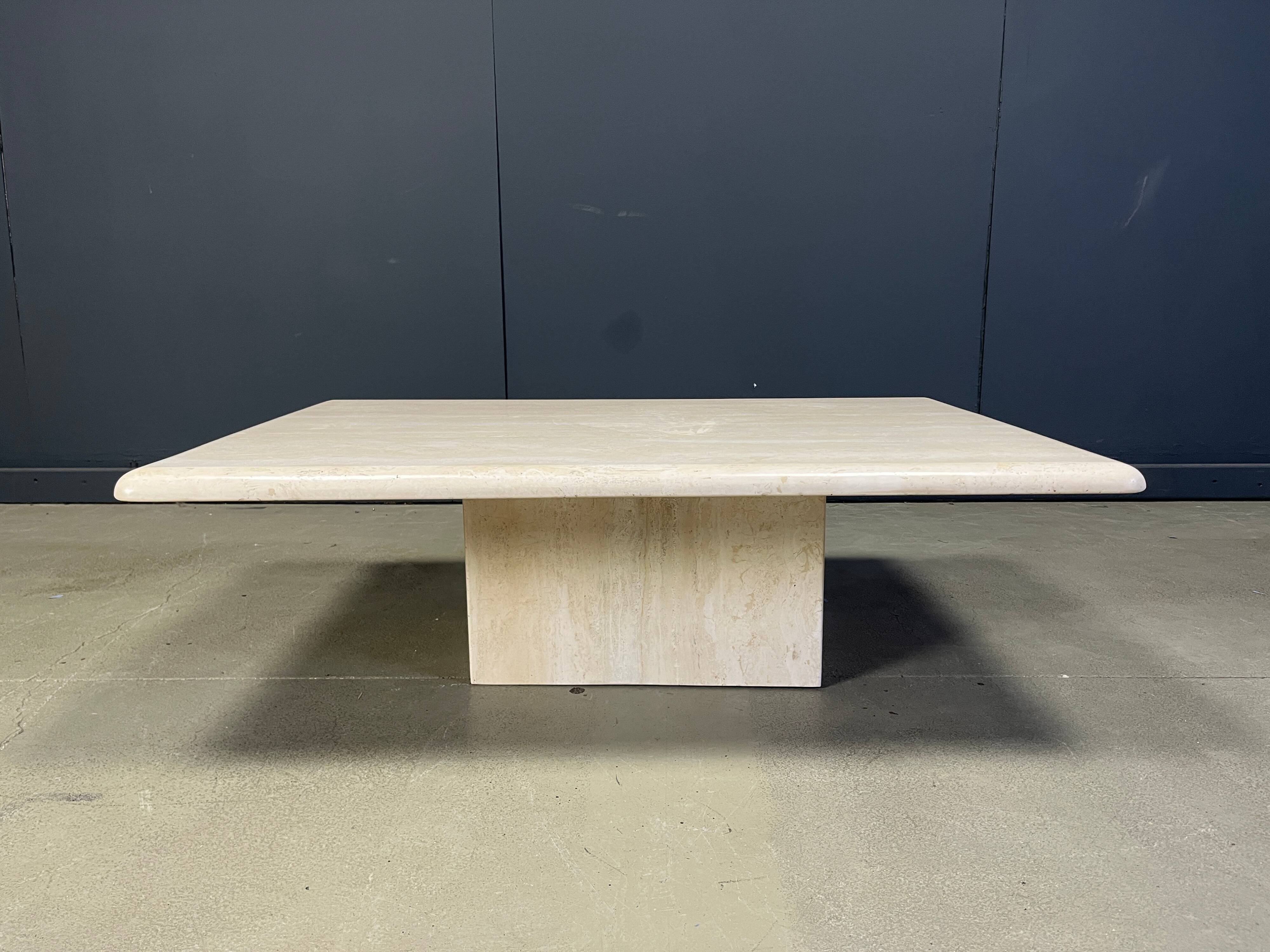 Rectangular travertine coffee table from the 1970s, Italy.