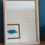 Baroque mirror patinated beige wood frame