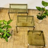 Glass and chrome nesting table