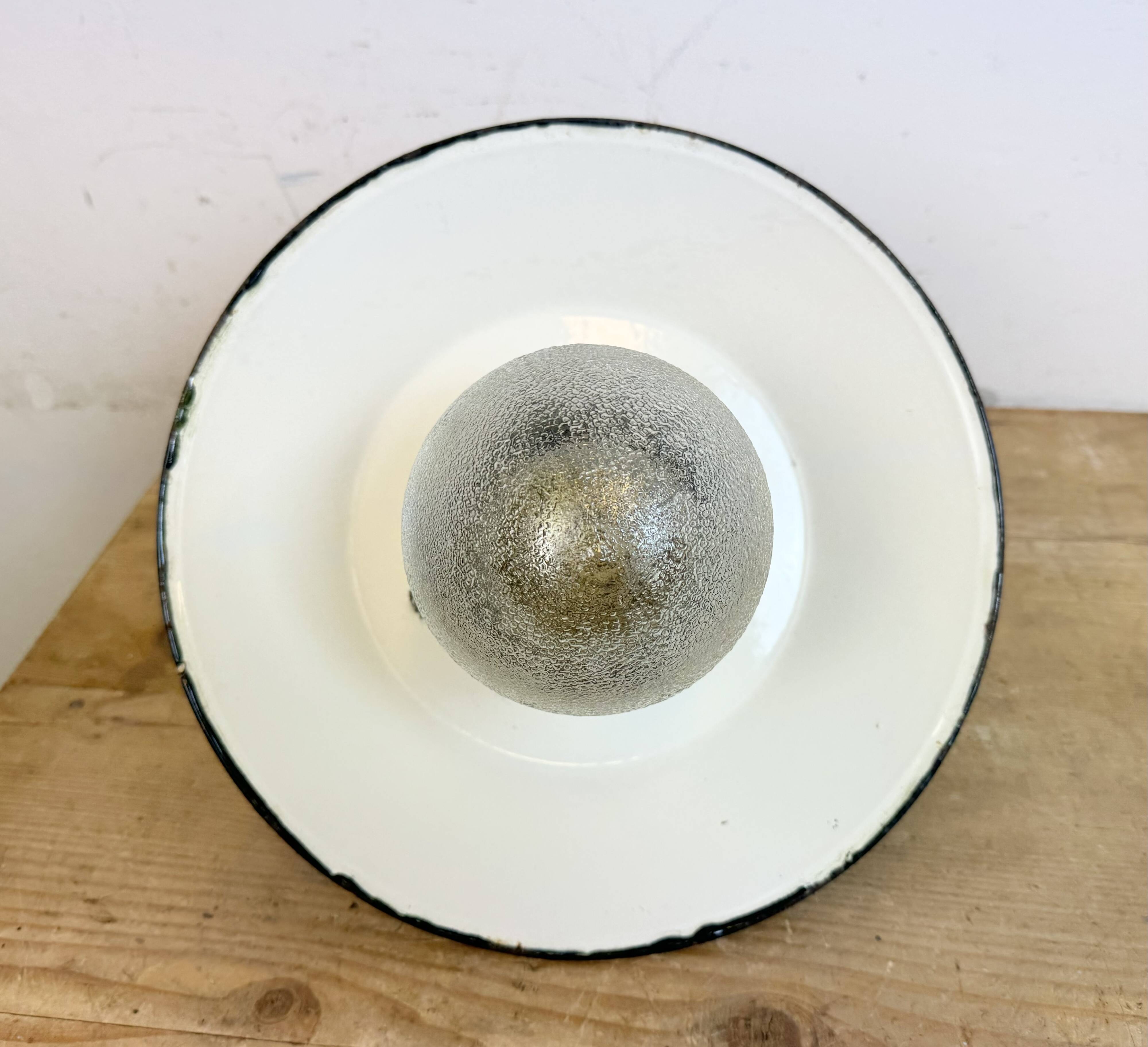 Green Enamel and Cast Iron Industrial Pendant Light, 1960s