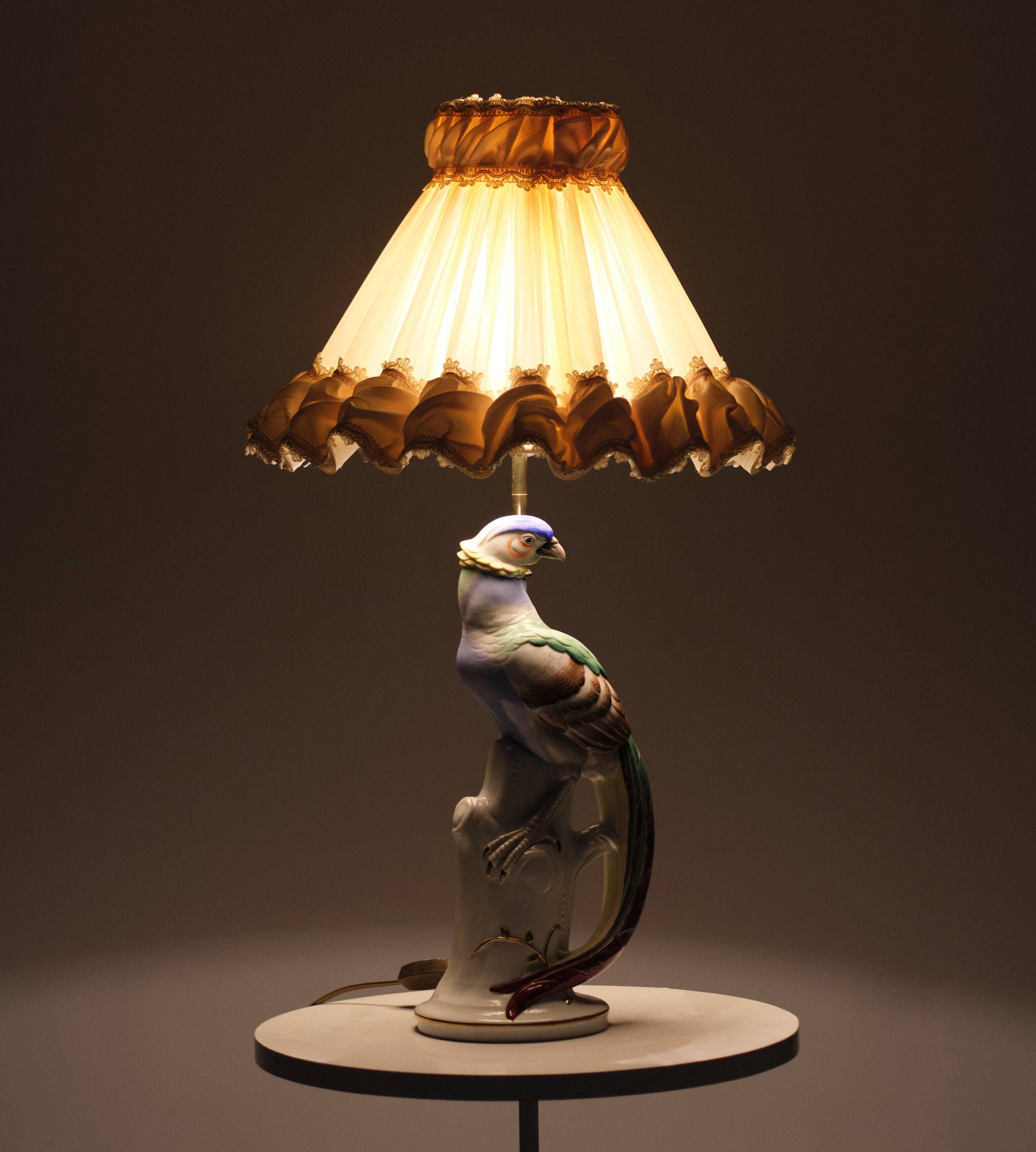 Porcelain Pheasant Table Lamp Germany 1950s