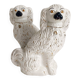 Pair of King Charles Spaniel dogs in Staffordshire majolica style.