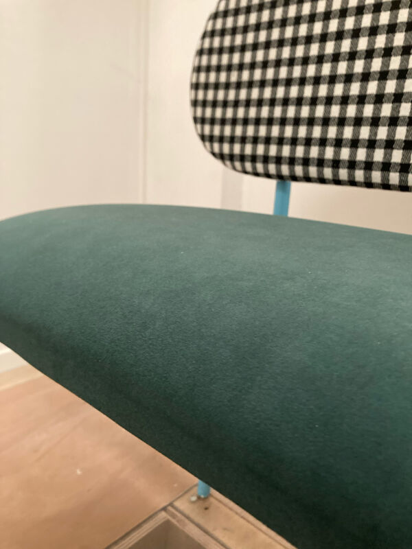 Banc en tissu vichy noir et Aquaclean vert