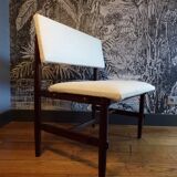 Banquette scandinave tissu et teck