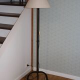 Brutalist cast iron tripod floor lamp