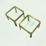 Set Model T09 Brass and Glass Side or Coffee Tables by Peter Ghyczy 1970s