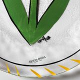 Assiette en verre vintage tulipe jaune design par Ulrica Hydman Vallien Kosta Boda