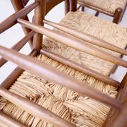 Architectural high-back chairs, straw seat, set of 4.