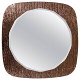 Crystal Art Sculpted Textured Wall Mirror Gold Bronze Mid-Century, Italy, 1960s