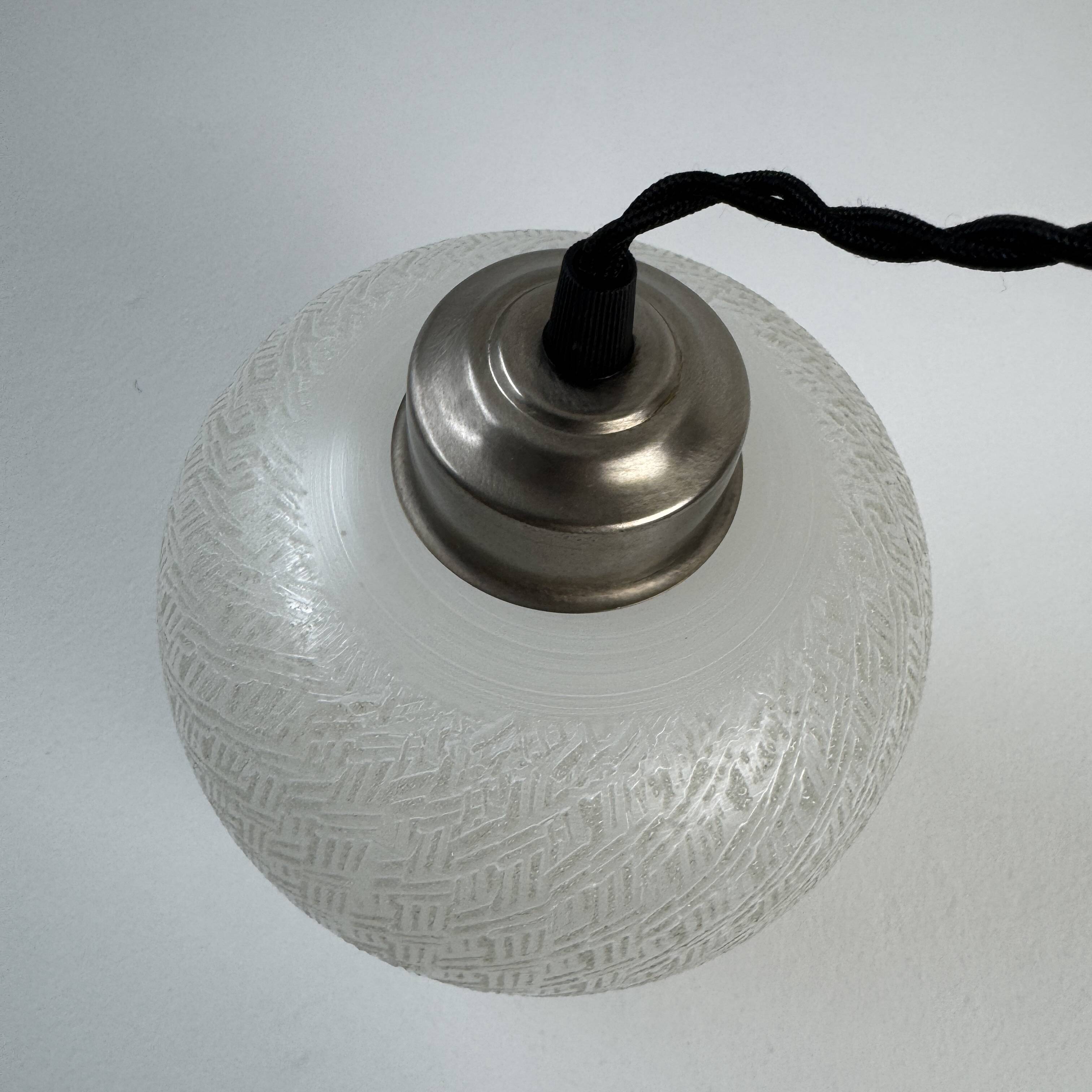 Pair of antique xl vintage curved suspension lights