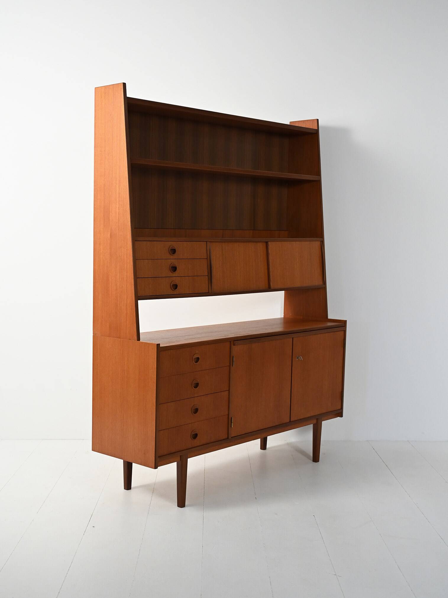 Sideboard with bookcase in teak and mahogany
