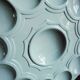 Art Decó French Sarreguemines oyster tray in Majolica, light blue