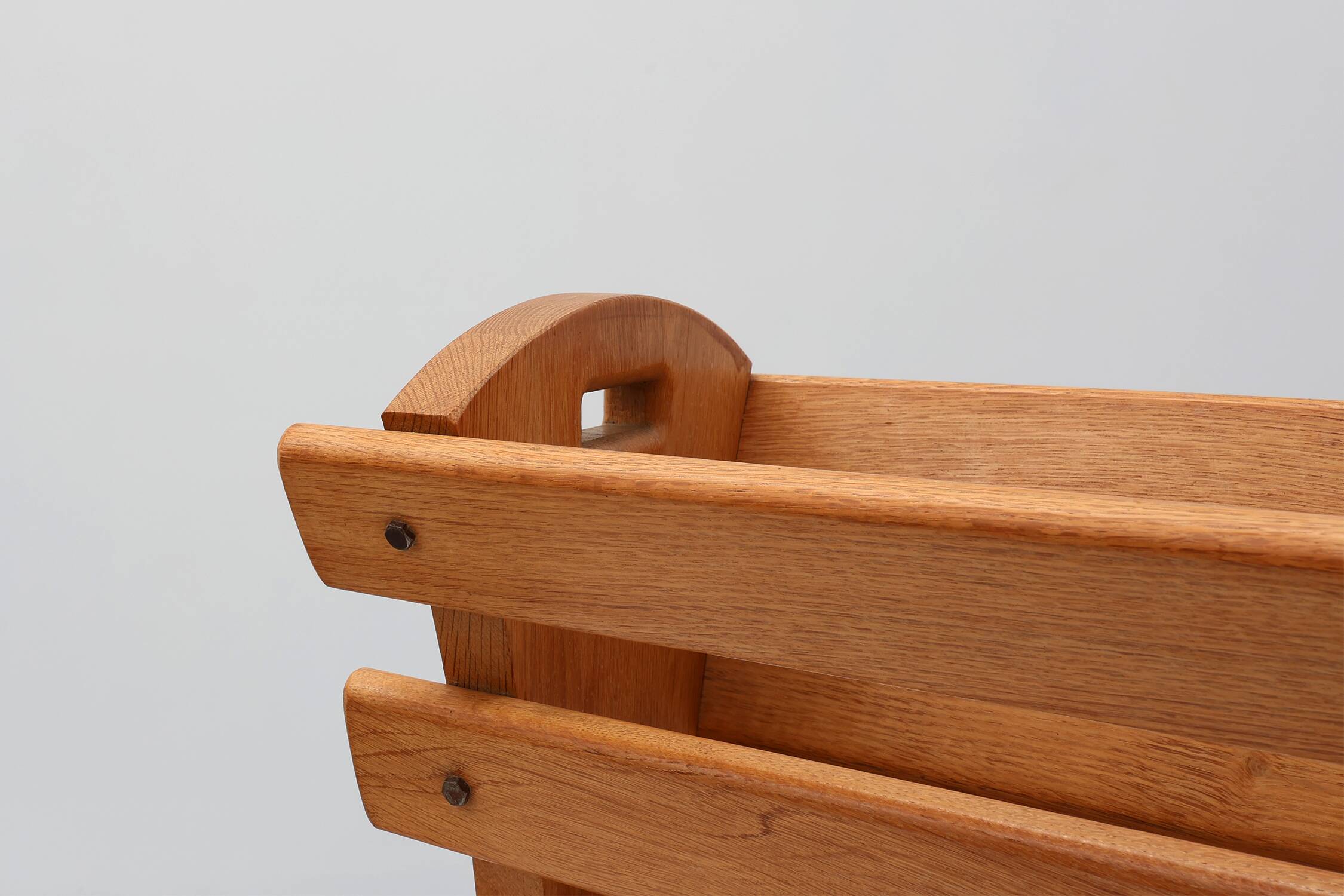 Mid-century Magazine Rack in full oak, France 1960s