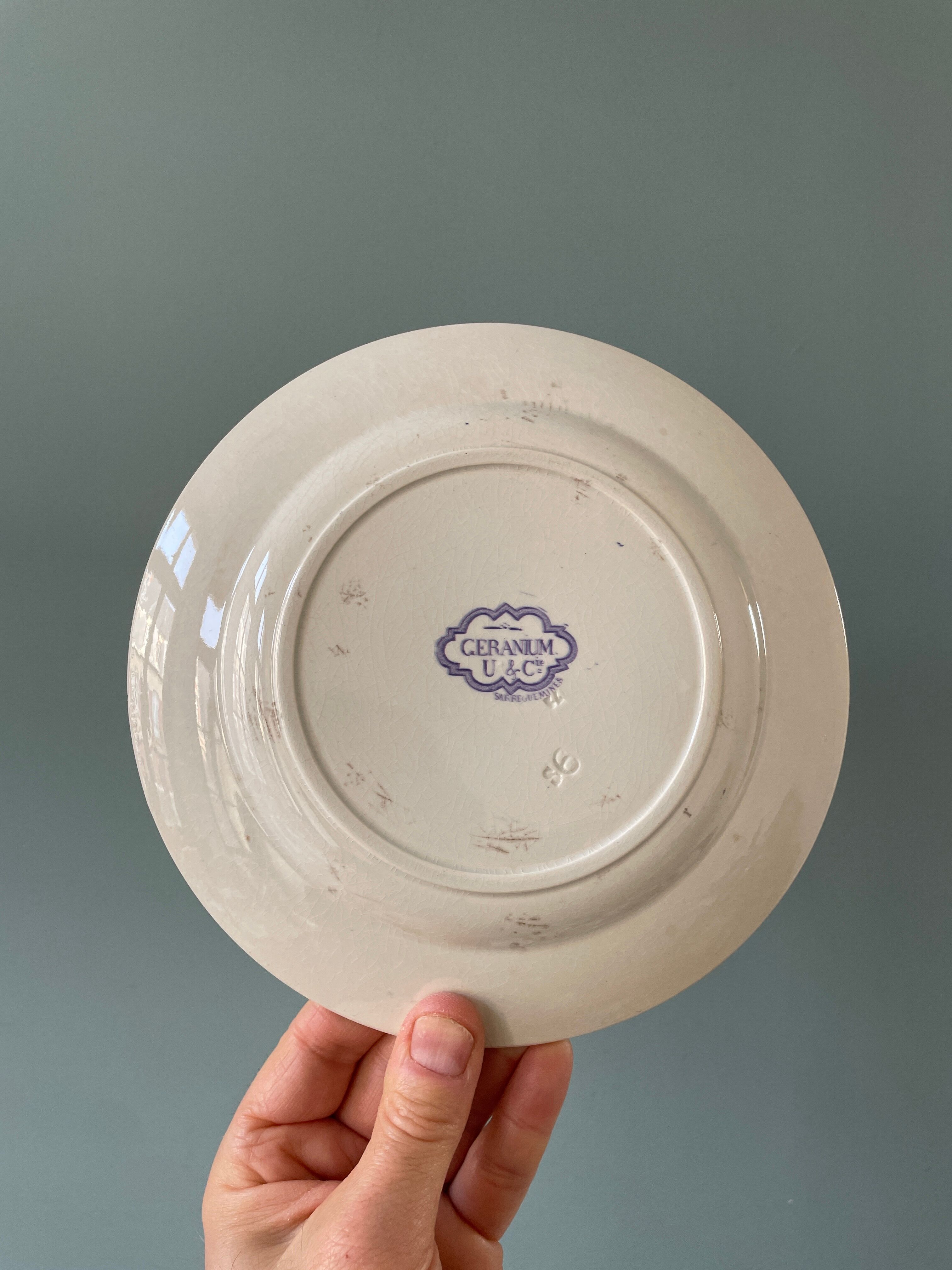 Series of 12 mismatched Terre de Fer dessert plates