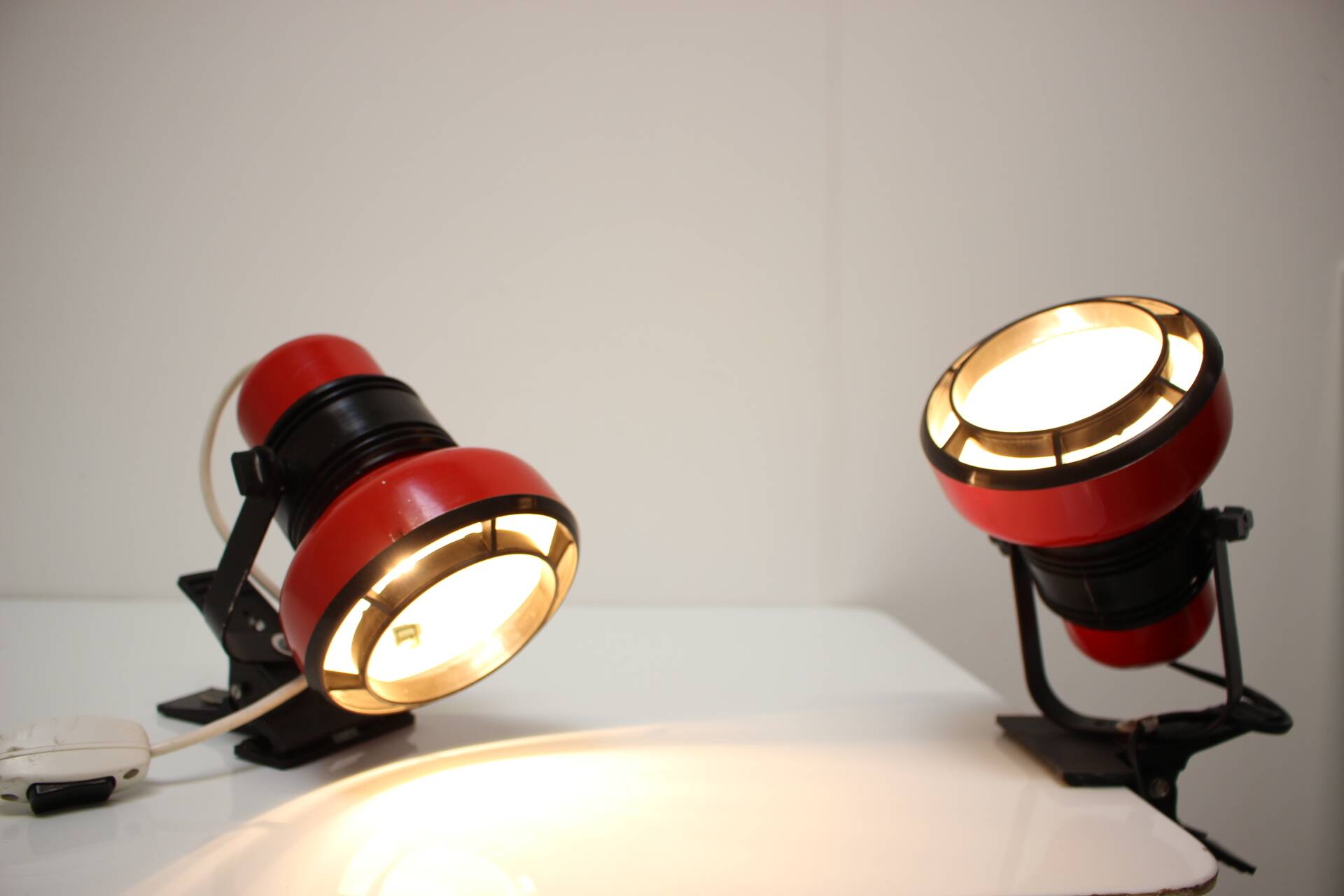 Set of Two Mid-Century Wall or Table Lamps by Elektrofem, Hungary, 1970s