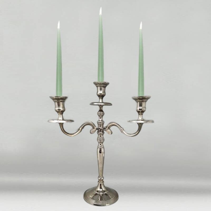 1950s Stunning Candelabra for Three Candles in Stainless Steel. Handmade. Made in Italy